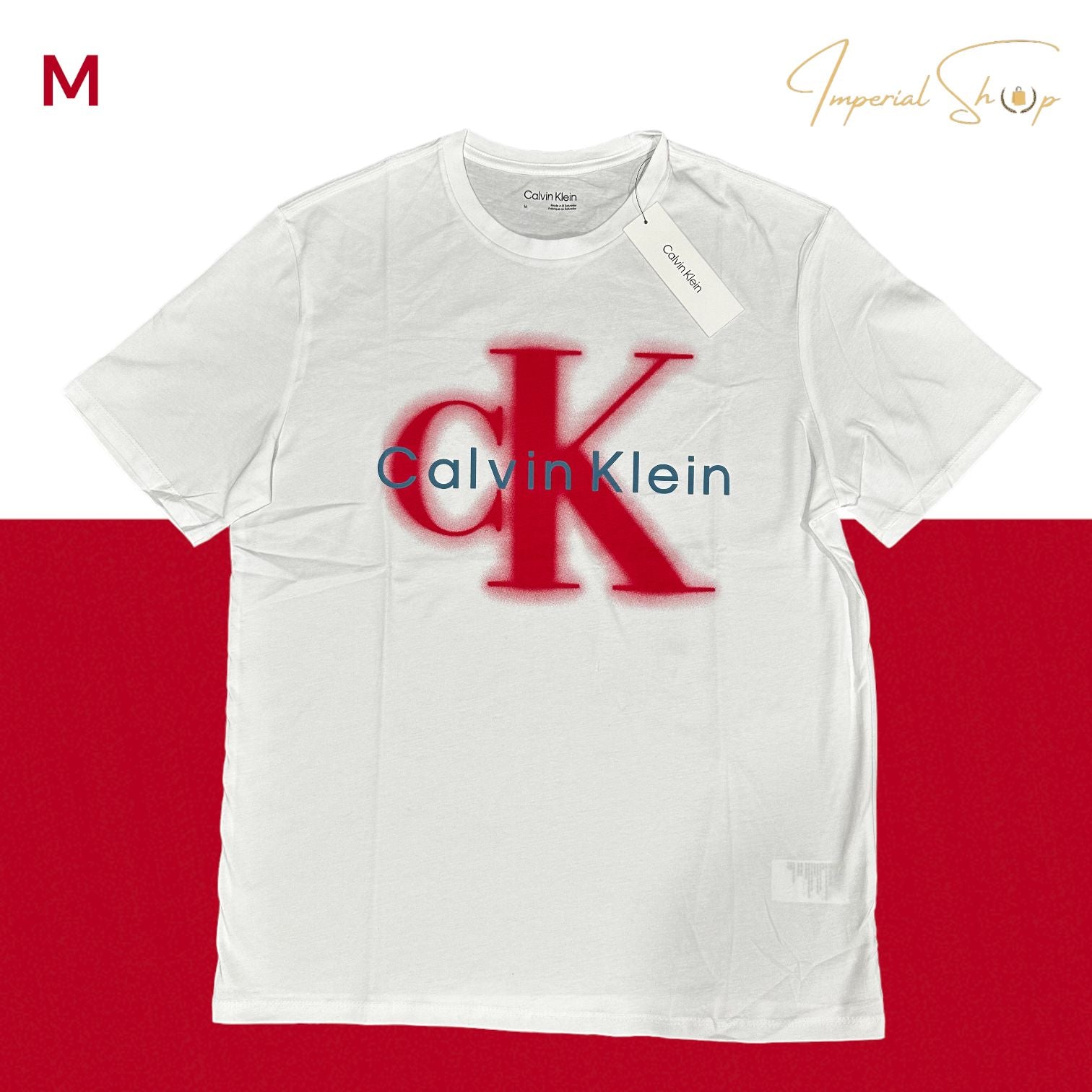 Playera Calvin Klein Logo Rojo Letras Grises Im Shop 